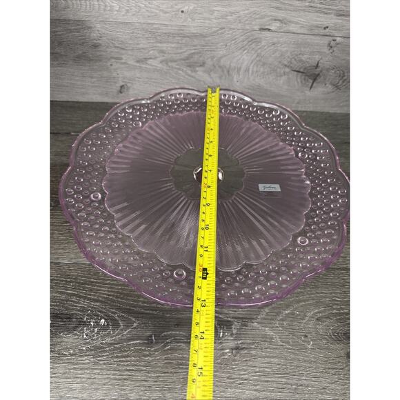 Vintage Gorham Emily's Attic Collection Pink 13” Footed Cake Plate Stand hobnail - Picture 10 of 11